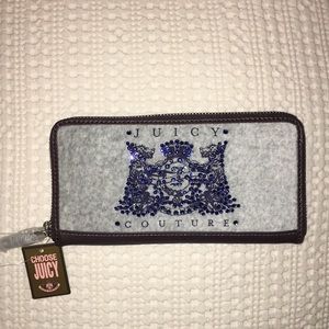 NEW JUICY COUTURE ZIP AROUND HEATHER GREY WALLET
